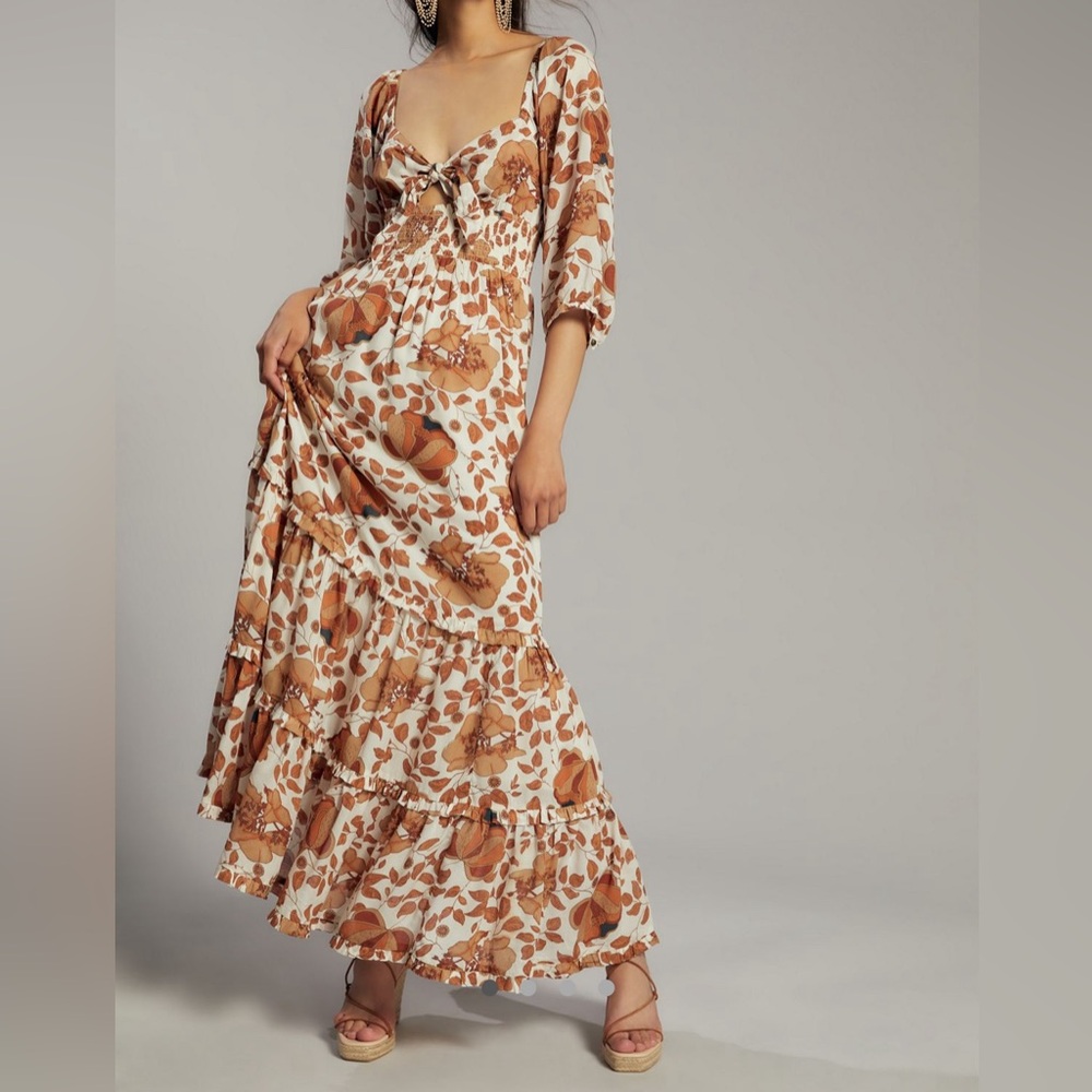 Anthropologie Tiered Floral Maxi Dress